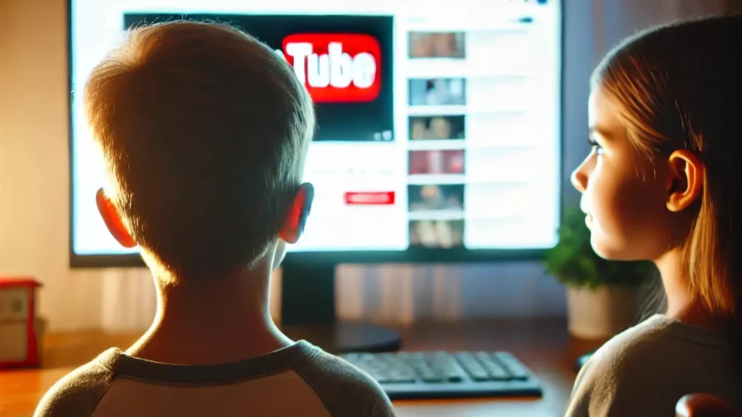 Niño y niña menor de 10 años viendo Youtube