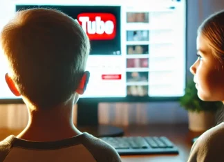 Niño y niña menor de 10 años viendo Youtube