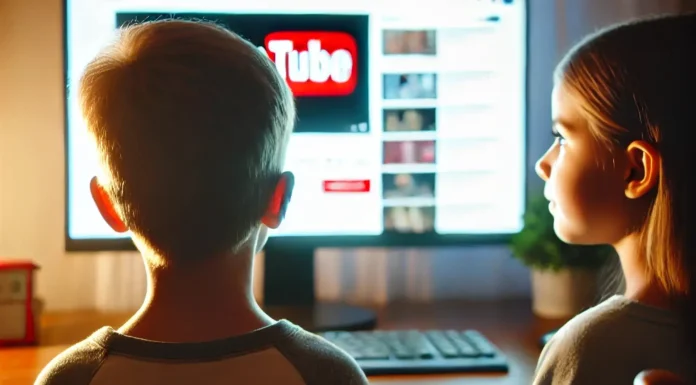 Niño y niña menor de 10 años viendo Youtube