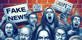 Personas protestando por las Fake News y con odio en redes sociales